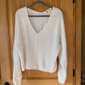 Pink Rose Cream V-Neck Sweater